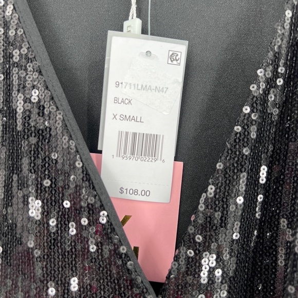 LEYDEN Sequined Wrap Mini Dress in Black Size Xs NWT (Missing Belt) - Picture 7 of 12